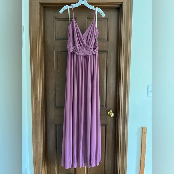 david's bridal chianti bridesmaid dresses Pink Strapless Crepe Ball Gown With Satin Skirt main image 0
